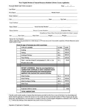 wv dnr lifetime license application.